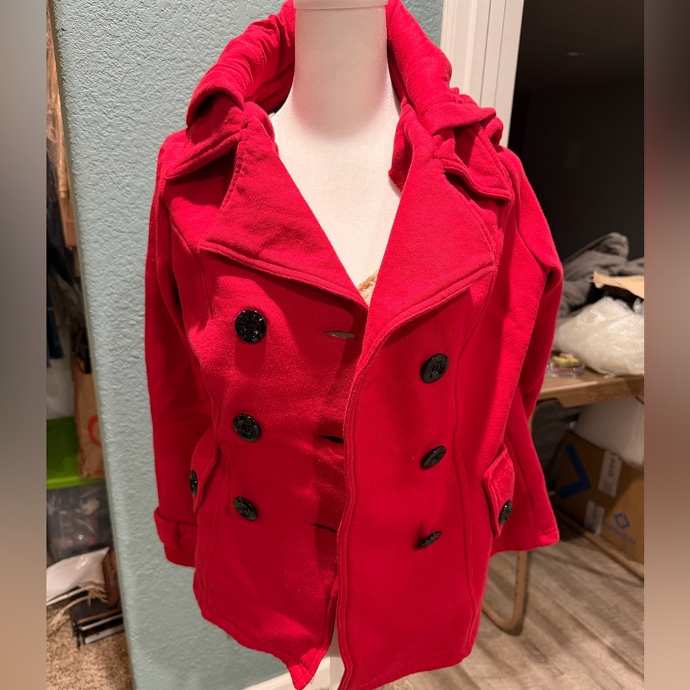 Sebby Women's Vibrant Red Peacoat